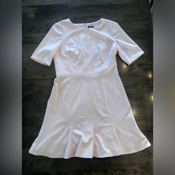 Vince Camuto Soft Pink Midi Dress Lined Fit and Flare - Picture 2 of 10